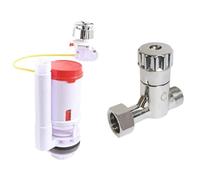 Bundle SOMATHERM FOR YOU - Chasse d'eau à câble double 3/6L avec bouton chromé, installation facile, joint anti-calcaire + Robinet d'arrêt droit anticalcaire 3/8", finition moderne, garantie 10 ans