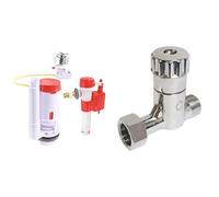 Bundle SOMATHERM FOR YOU - Chasse d'eau complète avec câble double chasse et robinet flotteur réversible, plus robinet d'arrêt droit anticalcaire, design moderne, facile à installer, garantie 10 ans