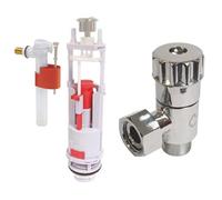 Bundle SOMATHERM FOR YOU - Chasse d'eau WC à étrier double poussoir NF avec robinet latéral réglable 190-300 mm et robinet d'arrêt équerre anticalcaire en laiton chromé, installation facile