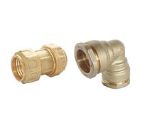 Bundle SOMATHERM FOR YOU - Raccord laiton manchon égal et coudé pour tube PE Ø25 mm, étanchéité optimale, pression 20 bars, température -10°C à +80°C, installation rapide, norme ACS