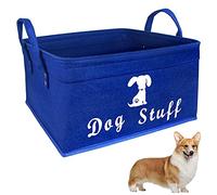BundleMall Panier de rangement en feutre pour animaux de compagnie - Panier de rangement pliable et pratique - Parfait pour organiser les jouets et les couvertures (bleu, chien)