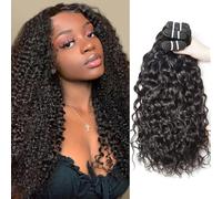 Bundles de Cheveux Brésiliens Bouclés - 3 Paquets de Cheveux Humains Vierges Ondulés et Crépus, 80 Grammes/Paquet (18 18 18, Couleur Naturelle)