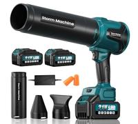 Bundviel Souffleur à feuilles sans fil compatible avec Makita 18 V, 60 000 tr/min, moteur sans balais, avec 2 batteries de 4,0 Ah, 6 vitesses, 3 buses, vitesse de l'air de 100 m/s, pour jardin