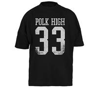 Bundy Polk High 33 T-Shirt Bouffant Noir pour Hommes Femmes Manches Courtes Unisexe Black Baggy Unisex XXL