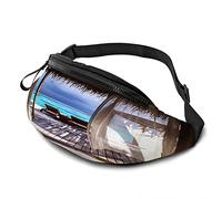 Bungalow en Bois Sac de Taille décontracté pour Hommes Femme Bungalow en Bois lac Deux transat terrasse Vacances Vacances Sac Banane Durable Profiter du Sport randonnée Course à Pied Cyclisme en ple