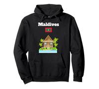 Bungalow Souvenir des Maldives sur l'eau Palmier Drapeau des Maldives Sweat à Capuche