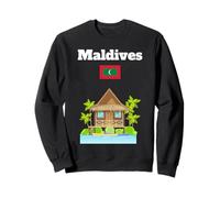 Bungalow Souvenir des Maldives sur l'eau Palmier Drapeau des Maldives Sweatshirt