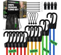 Bungee Cords With Hooks (28 Pieces) Heavy Outdoor Bungee Ropes With Small,Short And Long Sizes-4 Free Tarp Clips,S-Uv Resistant Elastic Sandow