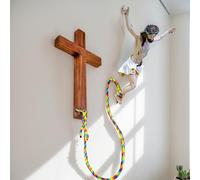 Bungee Jumping Jésus, Crucifix Jésus-Christ Statue en forme de croix Bungee Jésus Crucifix, décoration religieuse, Jésus sautant à l'élastique, figurine en résine, décoration de Pâques