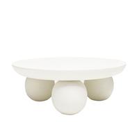 Bungin - Table basse en bois massif ø90cm - Blanc