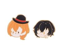 Bungo Insigne Bungo Dazai Osamu,Nakahara Chuya Graphique Broche Fans Cosplay Accessoires 2pcs
