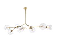 BUniq Lustre nordique en forme de boule de verre réglable en hauteur, lustre Spoutnik noir mat, suspension en métal E26 avec branches soufflées à la main, 160 cm, luminaire globe du mili