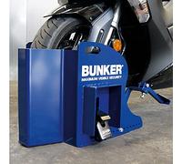 BUNKER BP68S Antivol Sécurité Maximale pour Le Stationnement avec Cale de Roue Réglable, Ancre de Scooter Blindée, Cadenas en Acier, Bleu
