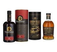 Bunnahabhain 12 Ans - Islay Single Malt Scotch Whisky - 46.3% 70cl - Avec coffret - Vieilli en fûts de bourbon et de xérès & Aberfeldy 12 Ans Old Single Malt Highland Scotch Whisky avec étui, 70 cl