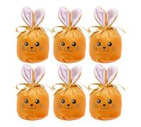 Bunny Bags for Goodies 6 Pieces - 4.7x3.9inch Reusable Drawstring Storage | Storage Bags Easter Party Supplies for Party Birthday Teen | Kids Girls Home School Snack Food Candy Jewelry Bunny Bags for 6