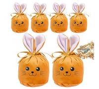 Bunny Bags,Lot de 6 Sacs Réutilisables en Velours Mignon 12x10 cm,Sac Mignon Lapin Décorations De Pâques | Pour Famille Fêtes Printanières Anniversaire Sucreries Cadeaux