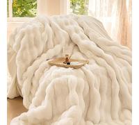 Bunny Blanket for Women,The Bunny Blanket for Adults,Bunny Blanket King Size,Soft Fuzzy Faux Fur Bubble Blanket,Comfort Warm Thick Bunny Throw Blanket for Sofa and Bedroom (Beige,40 * 60in/1 * 1.5m)
