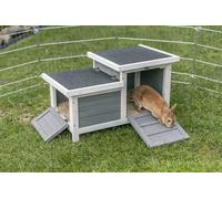 Bunny Business Duo-Hide Maison pour Lapins et cochons d'Inde Gris
