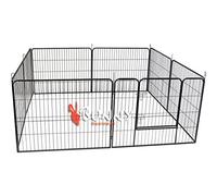 BUNNY BUSINESS Enclos en métal Robuste pour Chiots ou Lapins 8 Panneaux Gris Acier