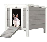 Bunny Business Niche en Bois Grise pour Lapins et cochons d'Inde Clapier et enclos 50 x 42 x 43 cm