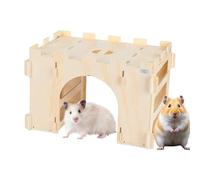 Bunny Castle,Cachette Amovible pour Petits Animaux,Château en Bois Maison de Jeu pour Lapin avec Râtelier à Foin - Cage à Hérisson Maison Intérieure Clapier Enclos d'Extérieur Animaux de