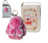 Bunny Charm - Cute Handmade Stuffed Animals, Handmade Soft Bunny Charms Kit with Attachment Loop, Heavy Duty Compact Stitching, Stress Reliever Tool, for Car Key Purse Handbag