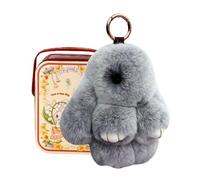 Bunny Charm - Cute Soft Stuffed Animal Doll for Backpack Decoration, Plush Rabbit Accessory with Protective Metal Case, Aesthetic Keychain for Purse Women Girls Kids Valentines Handbags 5 Inch