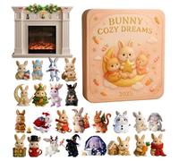 Bunny Countdown Calendarr - 11.02x6.3 Inches Christmas Bunny Ornaments, Acrylic 2D Flat 24Days Decors, Cute Calendars With Bunnies Pendants | For Holiday Classroom Offices Desk Wall Trees