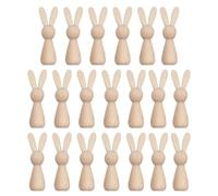 Bunny Cutout, Wooden Figurines, Easter Decor, Charming Unpainted Design Enhances Farmhouse Aesthetics, Versatile 20-Piece Set Perfect for Crafts and Festive Home Accents