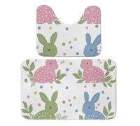 Bunny Dot Lot de 2 tapis de salle de bain absorbants et tapis de bain antidérapants avec tapis contour WC