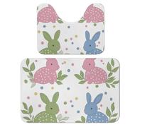 Bunny Dot Lot de 2 tapis de salle de bain absorbants et tapis de bain antidérapants avec tapis contour WC