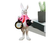 Bunny Figurine avec montre - Easter Bunny Clock Décorations, Mignon Résine Lapin avec Clock and Top Hat, Small Animal Figurines | Spring Holiday Decorative Lapins Ornament for Bedroom, Office