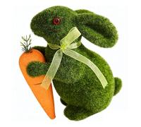 Bunny Figurine, Bunny Statue, Easter Green Moss Statue, Flocked Moss Sculpture Statues, Standing Green Easter Bunnys Holds Carrot For Tabletop Centerpiece Home Farmhouse Patio Garden Outdoor Decor