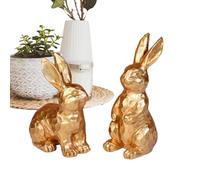 Bunny Figurines - Rustic Spring Rabbit Sculpture Set, Farmhouse Holiday Decoration, Lightweight Desktop Centerpieces, Charming Seasonal Collectibles | Office Desk, Hallway Console, Porch Table