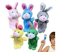 Bunny Finger Puppet Lot de 5 marionnettes à doigts en peluche pour bébés et tout-petits, jouets interactifs pour l'école de storytelling Playtime, anniversaire et préscolaire