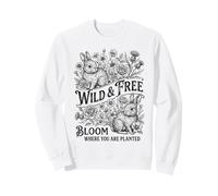 Bunny Floral Art Bloom Where You are Planted Citation Vintage Sweatshirt