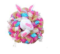 Bunny Garland - Plush Rabbit Ornament, Spring Hanging Decor, Easter Door Decoration, Tail Ear Character Design, Seasonal Party Accessory | Holiday Welcome Display for Porch Entryway Garden Indoor Outd