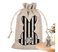 Bunny Gift Bags - Sacs cadeaux en toile de lapin de Pâques avec cordon de serrage | Sacs à bijoux en lin pour bonbons, sacs à friandises pour faveurs de mariage, artisanat, fête de chasse et