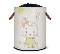 Bunny Girl Grand panier à linge pliable avec couvercle à cordon de serrage