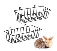 Bunny Hay Feeder - 2 Pack Rabbit Food Rack Set, Metal Hay Dispenser | Pet Cage Supply pour hamsters nains, rongeurs, cobayes, porte- portable pour rehausseur d'intérieur ou enclos extérieur