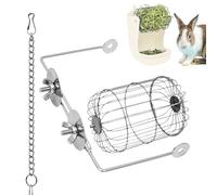 Bunny Hay Feeder, Stainless Steel Hay Rack, Grass Dispenser Holder with Bowl, Sturdy Feeding Station for Hamsters Chinchillas Small Pets, Cage Use, Home Habitat, 4.33x6.3 inches