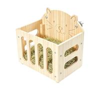 Bunny Hay Holder - Large Capacity Cute Wooden Cage Decor Manger