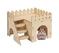 Bunny House 2-Layer Wooden Decorative - with Ladder Indoor Habitat Hamster | Detachable Hamster Playground Shelter for Small Animal Hedgehog | Chinchilla Mouse Enrichment Boredom Climbing Play Bunny