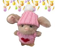 Bunny Hug Cute Easter - Lapin de Pâques en peluche, mini lapins tricotés avec chapeau confortable et carte de motivation | Petite décoration de Pâques et cadeau de soutien émotionnel pour filles et ga