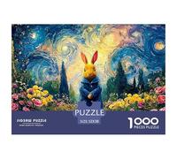 Bunny in A Blue Coat 1000 Pièces Carton Premium Lot de Puzzles Rabbit Anti-Stress Jeu Familial Puzzles pour Adultes Et Enfants 52x38cm/1000pcs