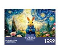 Bunny in A Blue Coat 1000 Pièces Carton Premium Lot de Puzzles Rabbit Anti-Stress Jeu Familial Puzzles pour Adultes Et Enfants 38x26cm/1000pcs