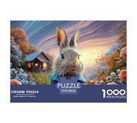 Bunny in A Blue Coat Peter Rabbit Standing 1000 Pièces Carton Extra-épais Coffret De Puzzles Rabbit Anti-Stress Défi Unique Puzzles pour Adultes Et Enfants 38x26cm/1000pcs