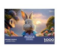 Bunny in A Blue Coat Peter Rabbit Standing 1000 Pièces Carton Extra-épais Puzzle À Faire Soi-même Bunny Stimulant Et Éducatif Jeu Créatif Puzzles pour Adultes Et Enfants 38x26cm/1000pcs