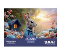 Bunny in A Blue Coat Peter Rabbit Standing 1000 Pièces Carton Extra-épais Puzzle À Faire Soi-même Bunny Stimulant Et Éducatif Défi Unique Puzzles Cadeaux pour La Famille Et Les Amis 52x38cm/1000pcs