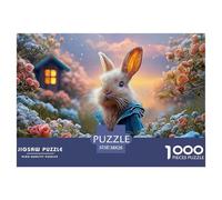 Bunny in A Blue Coat Peter Rabbit Standing 1000 Pièces Carton Extra-épais Puzzle À Faire Soi-même Bunny Stimulant Et Éducatif Jeu Créatif Puzzles pour Adultes Et Enfants 38x26cm/1000pcs